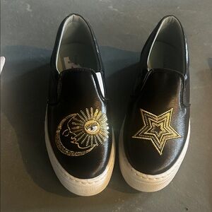 Chiara Ferragni Black and Gold Sneakers